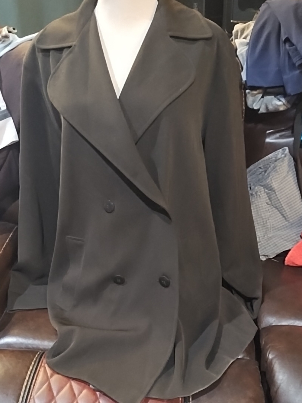 Larry Levine Dark Brown Double-Breasted Blazer Jacket